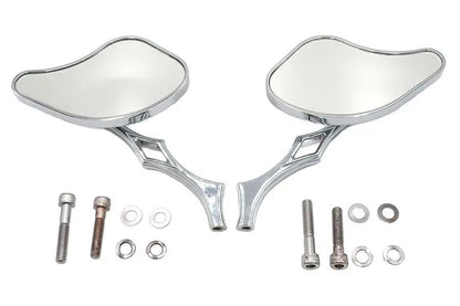 Wyatt Gatling Pork Chop Mirror Set with Diamond Style Billet Stems for Harley Davidson by Wyatt Gatling