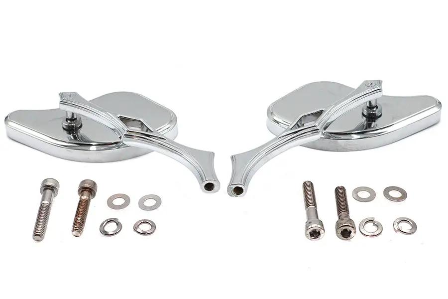 Wyatt Gatling Pork Chop Mirror Set with Diamond Style Billet Stems for Harley Davidson by Wyatt Gatling