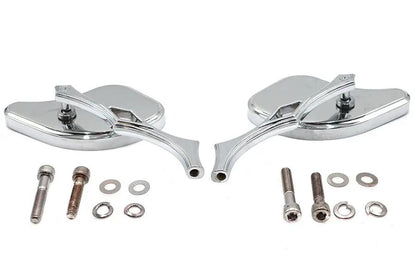 Wyatt Gatling Pork Chop Mirror Set with Diamond Style Billet Stems for Harley Davidson by Wyatt Gatling