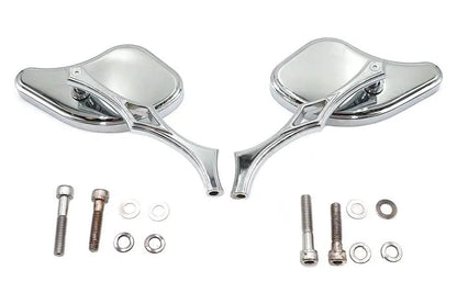 Wyatt Gatling Pork Chop Mirror Set with Diamond Style Billet Stems for Harley Davidson by Wyatt Gatling