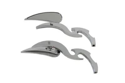 Wyatt Gatling Teardrop Mirror Set Chrome with Rogue Raised Design for Harley Davidson (1965-1974) by Wyatt Gatling