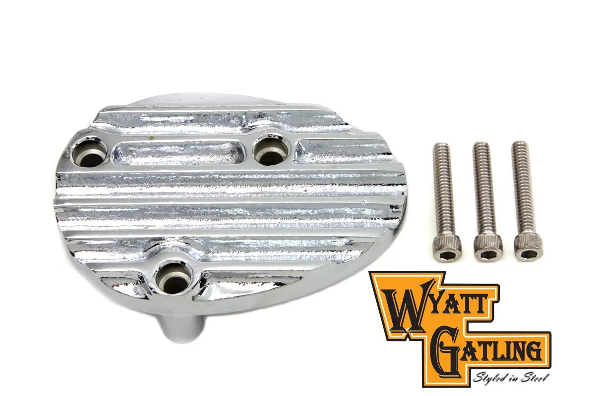 Wyatt Gatling Chrome Finned Carburetor Cover for Harley Davidson FL Models by Wyatt Gatling