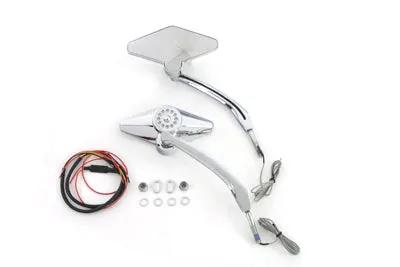 Wyatt Gatling Diamond Shape Mirror Set with Billet Stems - Part 77060 by Wyatt Gatling