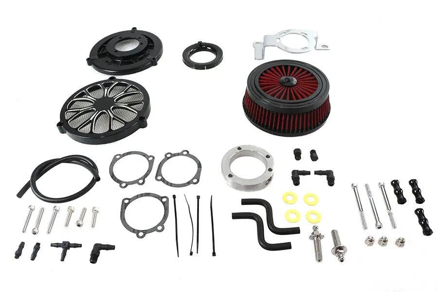 Wyatt Gatling E14-0242BHE Extreme Billet Air Cleaner Kit Heathen Style Black for Harley Davidson FXD by Wyatt Gatling