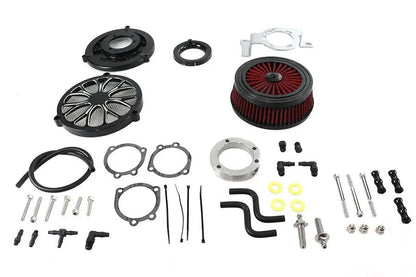Wyatt Gatling E14-0242BHE Extreme Billet Air Cleaner Kit Heathen Style Black for Harley Davidson FXD by Wyatt Gatling