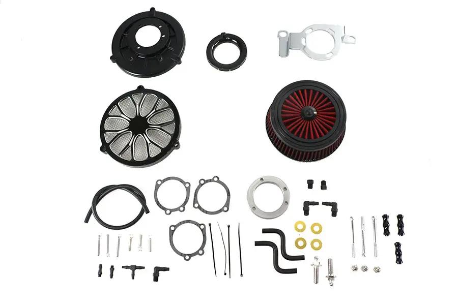 Wyatt Gatling E14-0242BHE Extreme Billet Air Cleaner Kit Heathen Style Black for Harley Davidson FXD by Wyatt Gatling