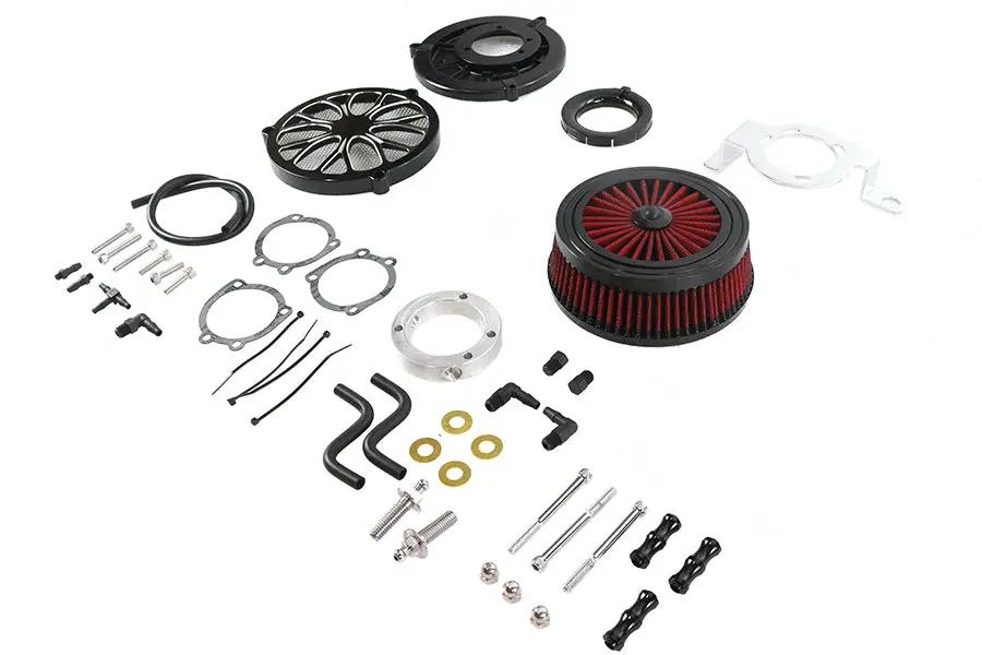 Wyatt Gatling E14-0242BHE Extreme Billet Air Cleaner Kit Heathen Style Black for Harley Davidson FXD by Wyatt Gatling