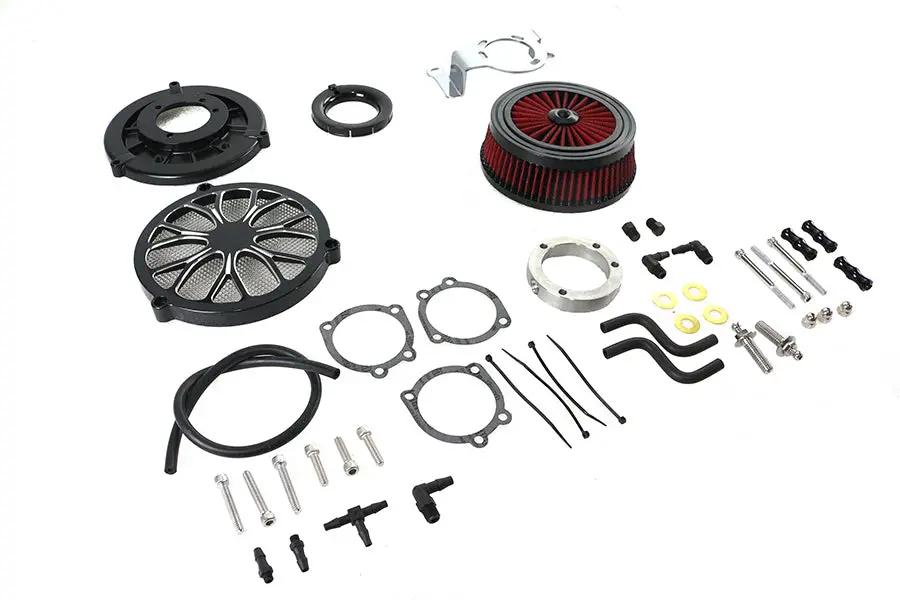 Wyatt Gatling E14-0242BHE Extreme Billet Air Cleaner Kit Heathen Style Black for Harley Davidson FXD by Wyatt Gatling