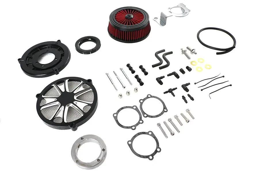 Wyatt Gatling Extreme Billet Air Cleaner Kit Luxe Style with Chrome Finish – Fits Harley Davidson FXD 1999-2008 by Wyatt Gatling