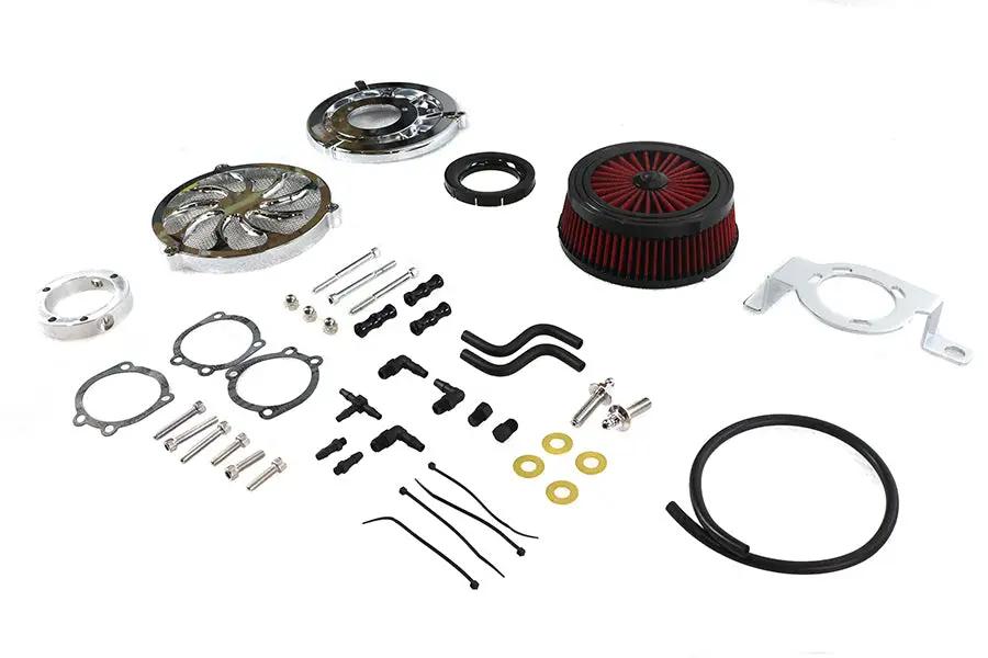 Wyatt Gatling Extreme Billet Air Cleaner Kit for Harley Davidson FLT - Torque Style Chrome by Wyatt Gatling