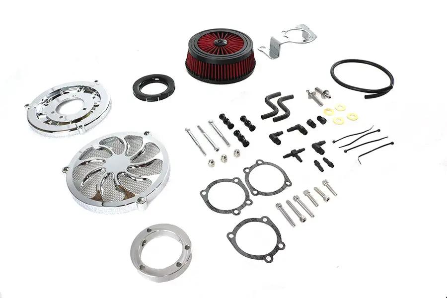 Wyatt Gatling Extreme Billet Air Cleaner Kit for Harley Davidson FLT - Torque Style Chrome by Wyatt Gatling