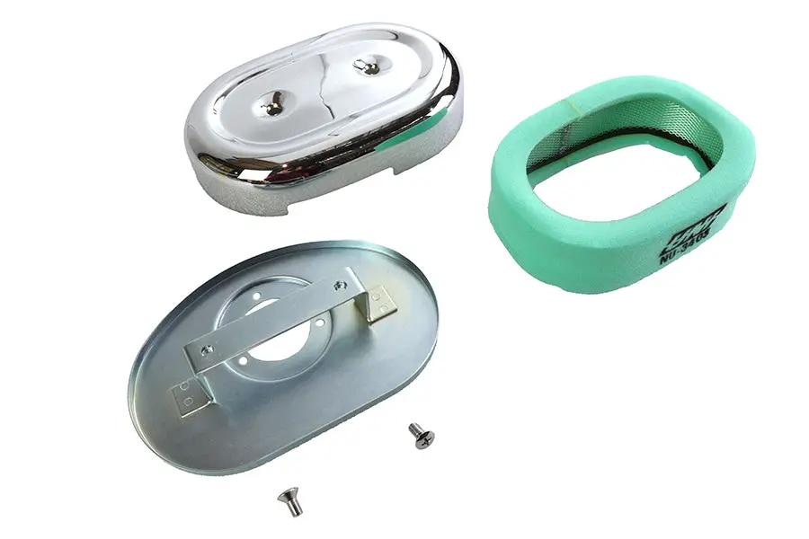 V-Twin Oval Air Cleaner Assembly Chrome for S&S and OKO 1-7/8 inch Shorty Carbs by V-Twin