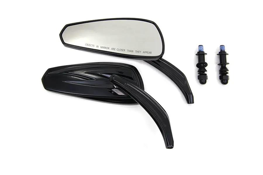 Wyatt Gatling Gloss Black Tribal Teardrop Mirrors with Billet Stems - Fits Harley Davidson 1982-1991 by Wyatt Gatling