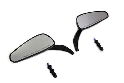 Wyatt Gatling Gloss Black Tribal Teardrop Mirrors with Billet Stems - Fits Harley Davidson 1982-1991 by Wyatt Gatling