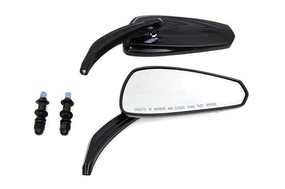 Wyatt Gatling Gloss Black Tribal Teardrop Mirrors with Billet Stems - Fits Harley Davidson 1982-1991 by Wyatt Gatling