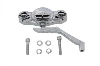 Wyatt Gatling 77033 3 Skull Billet Mirror with Wing Stem for Harley Davidson (Right or Left Side) by Wyatt Gatling