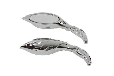 Wyatt Gatling Flame Mirror Set Chrome for Harley Davidson (Part M60-6288) by Wyatt Gatling