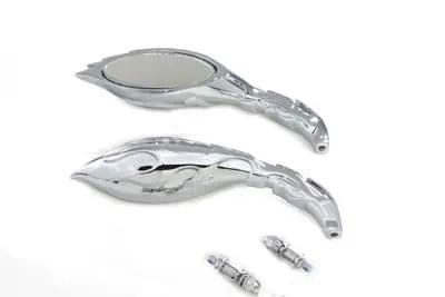 Wyatt Gatling Flame Mirror Set Chrome for Harley Davidson (Part M60-6288) by Wyatt Gatling