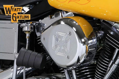 V-Twin Chrome Wyatt Gatling Air Cleaner Assembly for Harley Davidson FXST (1993-2002) by V-Twin