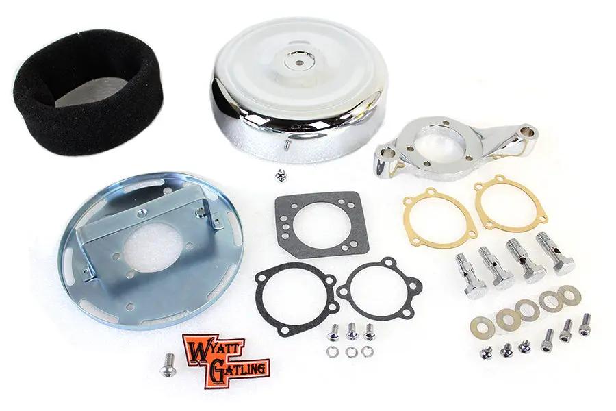 Wyatt Gatling 8 Inch Round Air Cleaner Assembly Chrome for Harley Davidson FLT Models by Wyatt Gatling