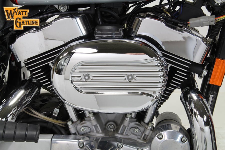 V-Twin Chrome Wyatt Gatling Air Cleaner Assembly for CV Carburetors, 34-1693