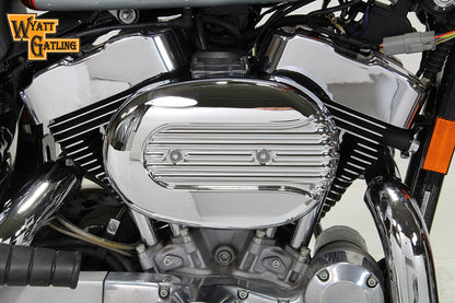 V-Twin Chrome Wyatt Gatling Air Cleaner Assembly for CV Carburetors, 34-1693