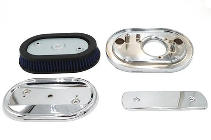 V-Twin M8 Oval Air Cleaner Cover Kit Chrome for Harley Davidson Models by V-Twin