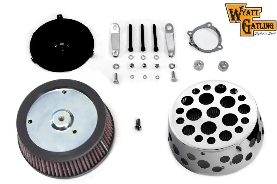Wyatt Gatling Swiss Cheese Air Cleaner Kit Chrome for Harley Davidson XL Models by Wyatt Gatling