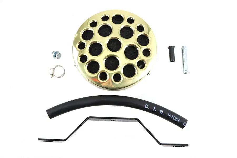 Wyatt Gatling Brass Drilled Air Cleaner for Harley Davidson FL (1972-1981) by Wyatt Gatling