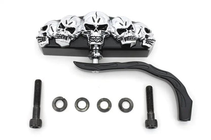 Wyatt Gatling Black 5 Skull Mirror with Billet Worm Stem for Harley Davidson by Wyatt Gatling