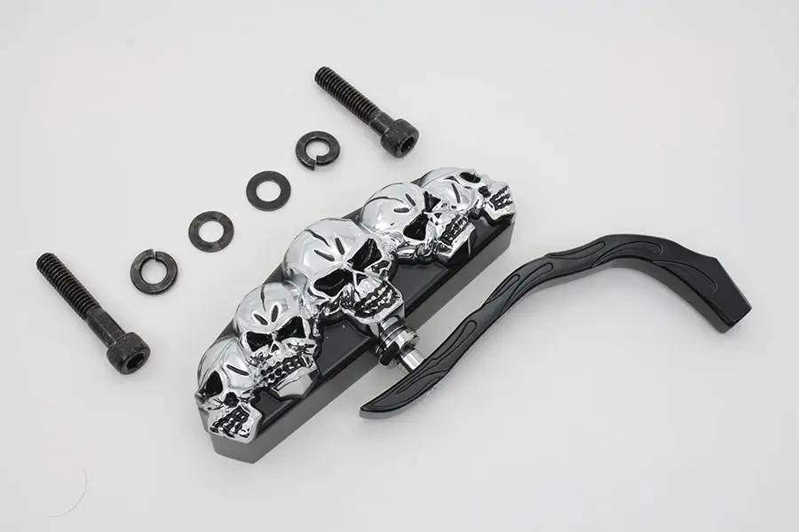 Wyatt Gatling Black 5 Skull Mirror with Billet Worm Stem for Harley Davidson by Wyatt Gatling