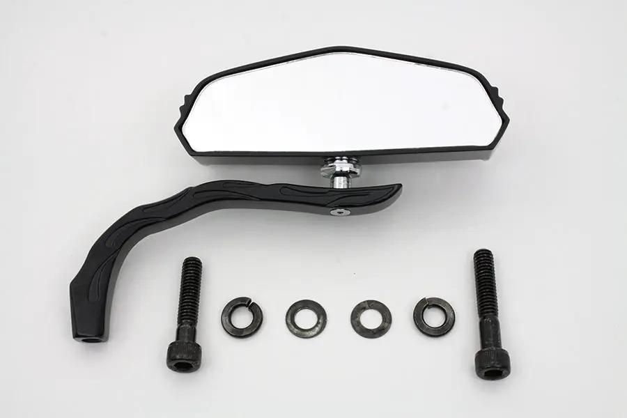Wyatt Gatling Black 5 Skull Mirror with Billet Worm Stem for Harley Davidson by Wyatt Gatling