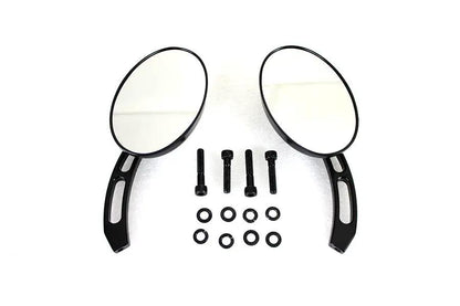 Wyatt Gatling Oval Mirror Set with Billet 3 Slot Stem – Black for Harley Davidson 1965-1974 by Wyatt Gatling