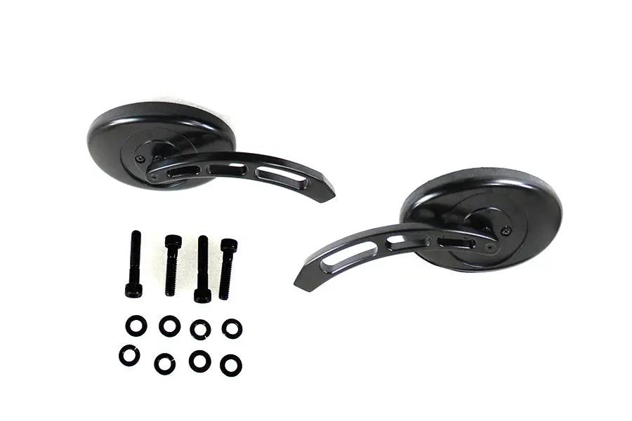Wyatt Gatling Oval Mirror Set with Billet 3 Slot Stem – Black for Harley Davidson 1965-1974 by Wyatt Gatling