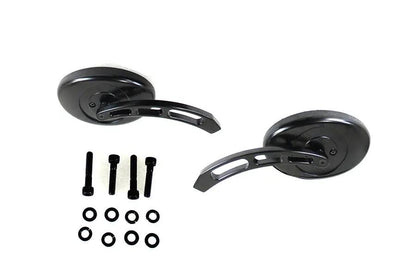 Wyatt Gatling Oval Mirror Set with Billet 3 Slot Stem – Black for Harley Davidson 1965-1974 by Wyatt Gatling