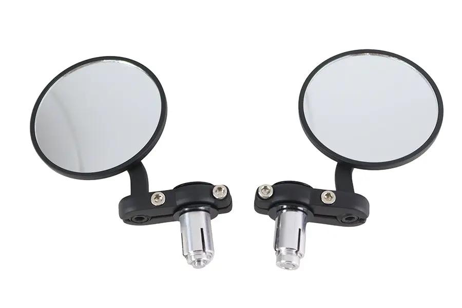 Wyatt Gatling Cafe Style Mirror Set Black with Chrome Adjustable Hardware and Billet Aluminum Assembly by Wyatt Gatling