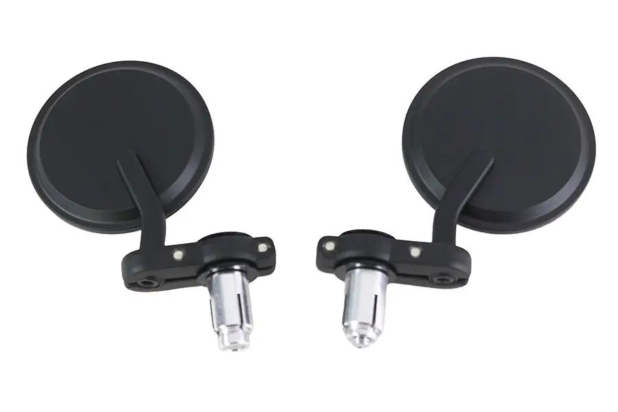 Wyatt Gatling Cafe Style Mirror Set Black with Chrome Adjustable Hardware and Billet Aluminum Assembly by Wyatt Gatling
