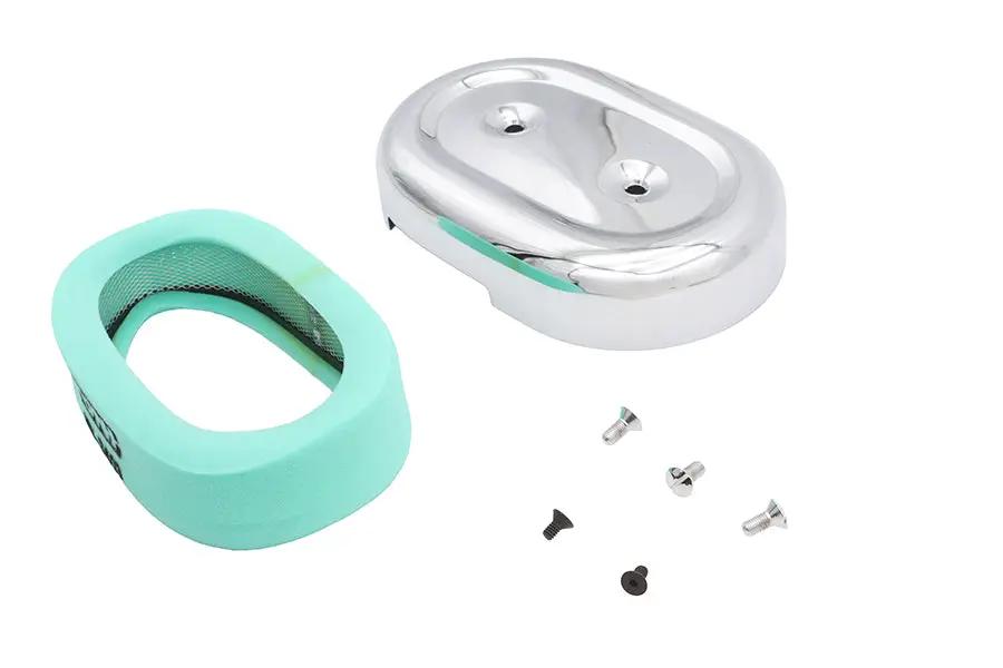 V-Twin M8 Oval Air Cleaner Cover Kit Chrome for Harley Davidson Motorcycles by V-Twin