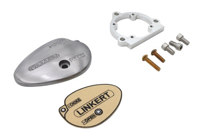 V-Twin Lady Deco Shorty Air Dam Kit for Harley Davidson - Silver Patina Right Side Linkert Air Dam with Adapter by V-Twin