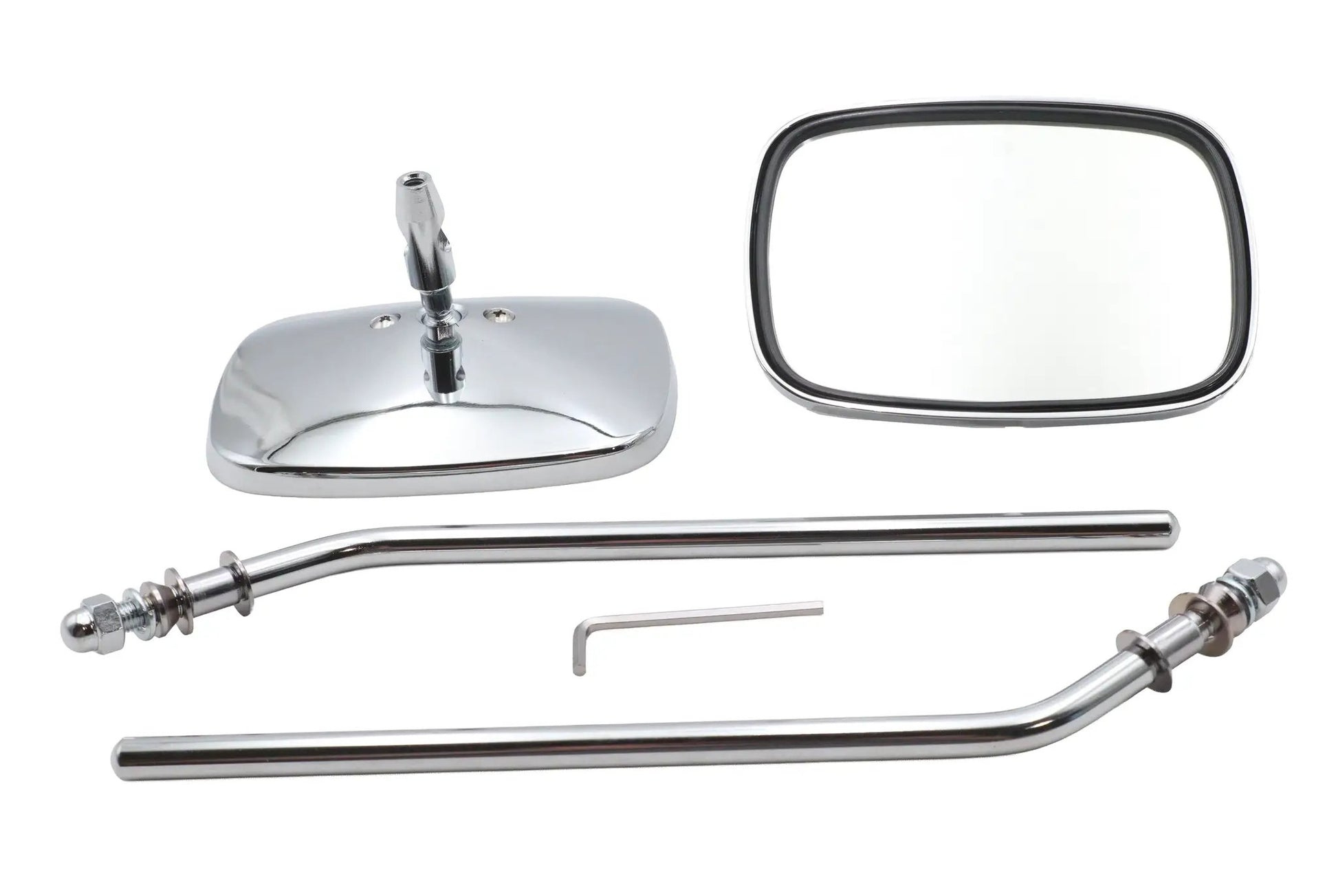 Ultima Chrome Rectangle Mirror Set with Round Stems – 8 Inch Diameter, Tinted, Left and Right Application by Ultima