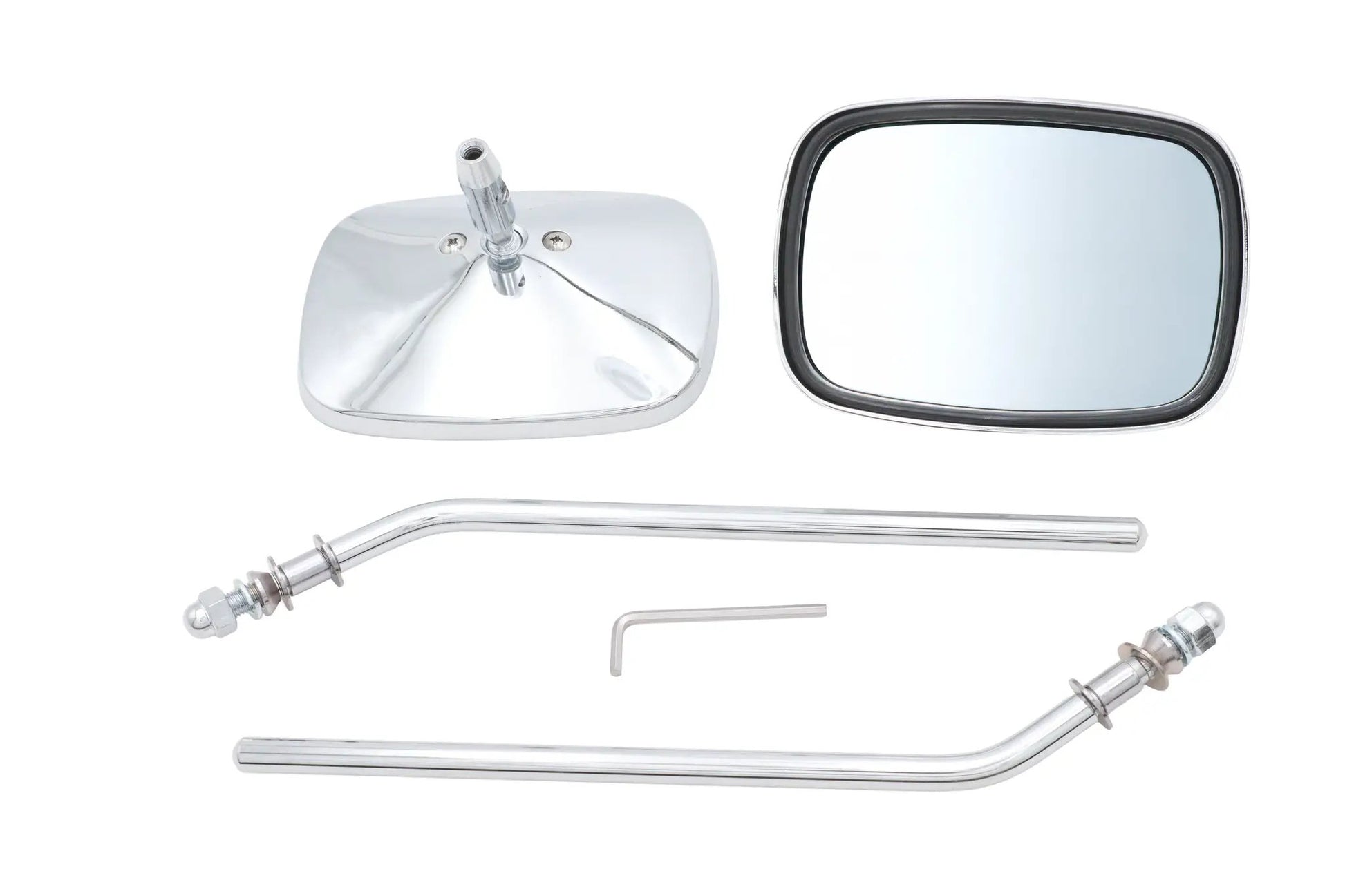 Ultima Chrome Rectangle Mirror Set with Round Stems – 8 Inch Diameter, Tinted, Left and Right Application by Ultima