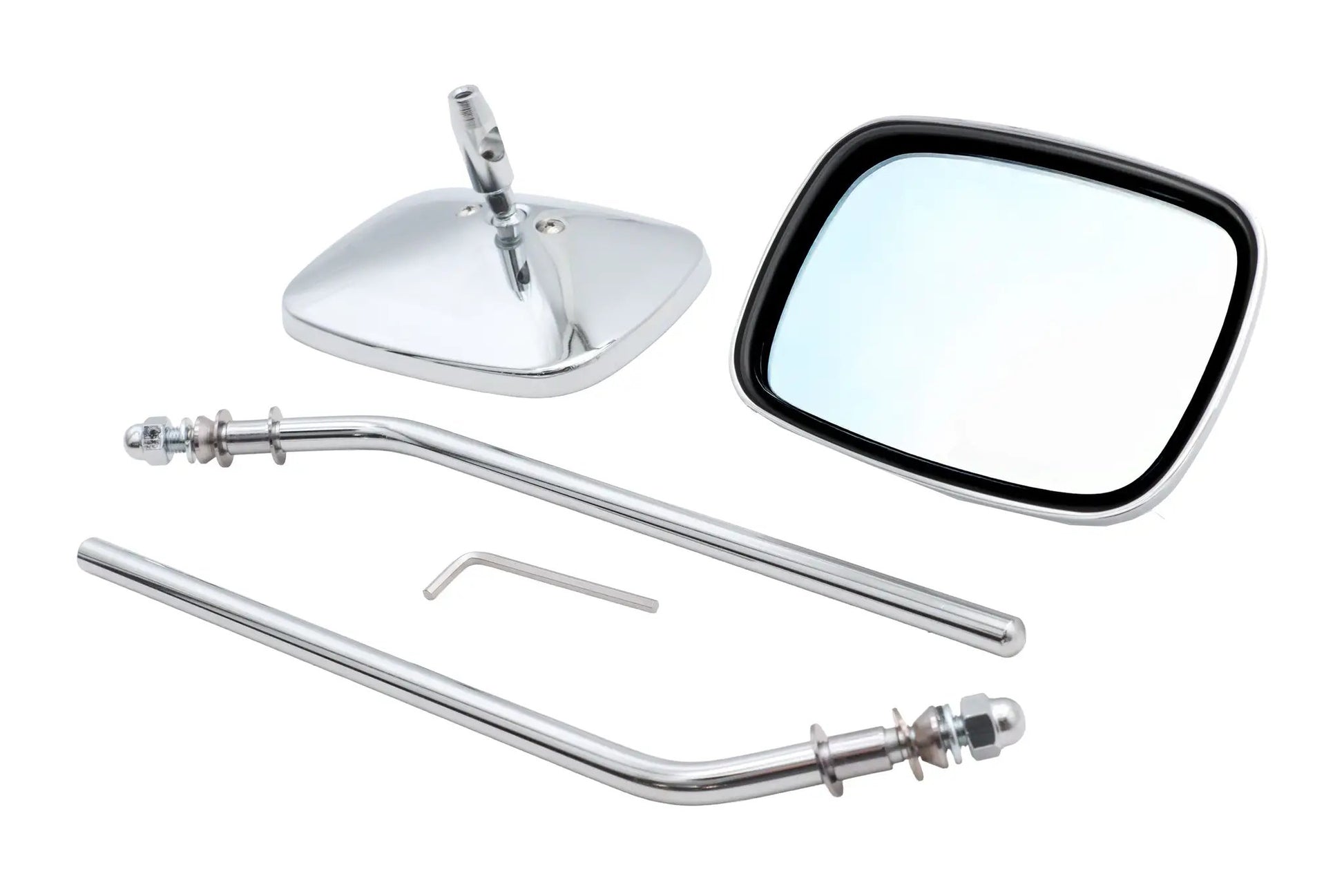 Ultima Chrome Rectangle Mirror Set with Round Stems – 8 Inch Diameter, Tinted, Left and Right Application by Ultima
