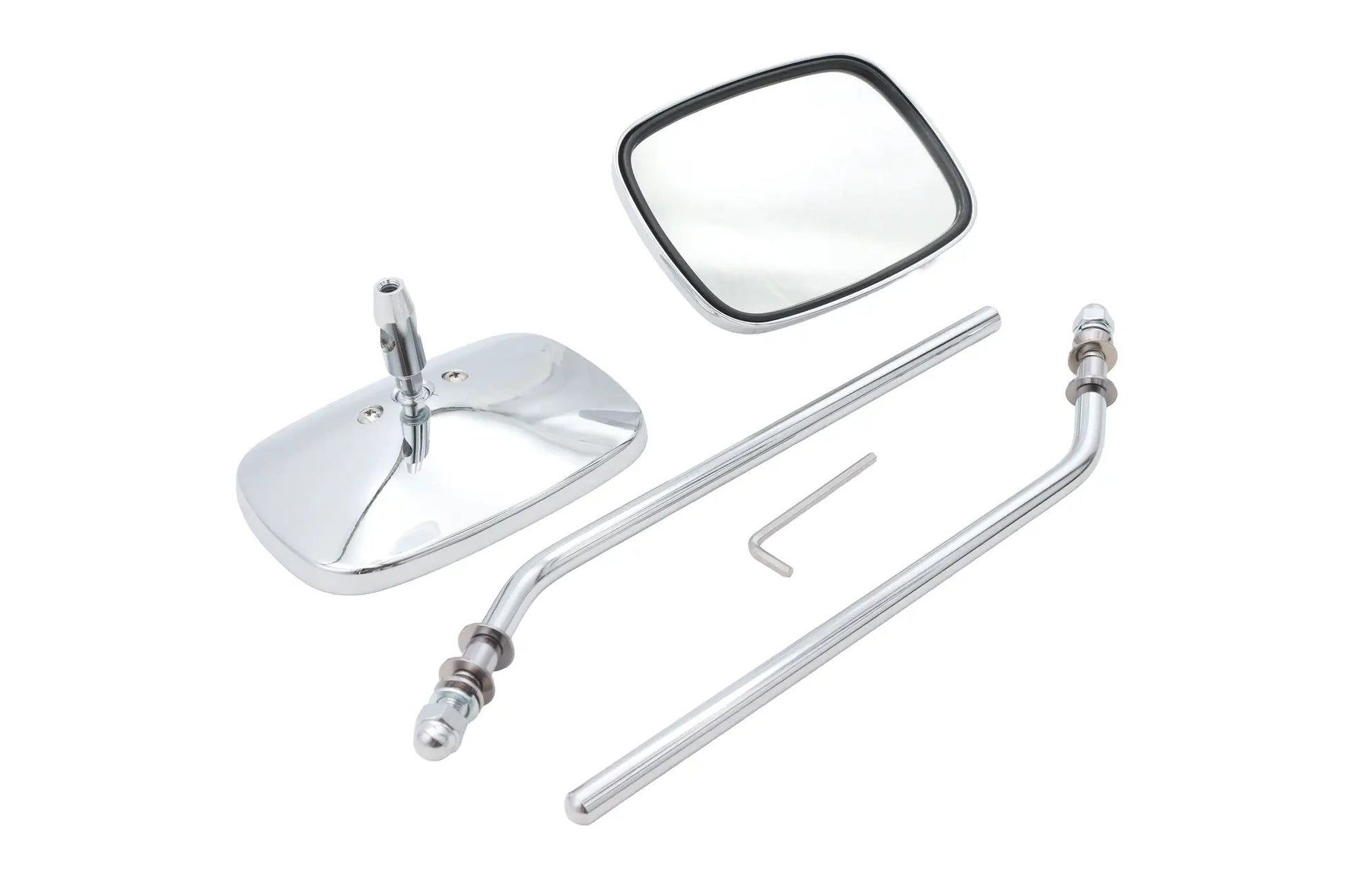 Ultima Chrome Rectangle Mirror Set with Round Stems – 8 Inch Diameter, Tinted, Left and Right Application by Ultima