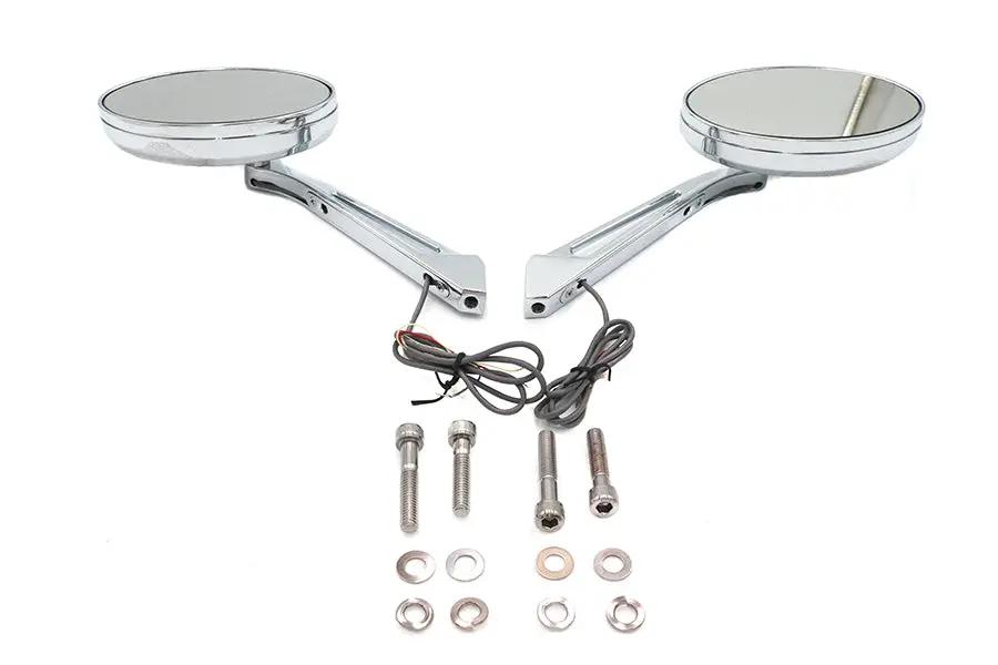 Wyatt Gatling Ellipse Mirror Set with LED Turn Signal for Harley Davidson 1965-1974 by Wyatt Gatling