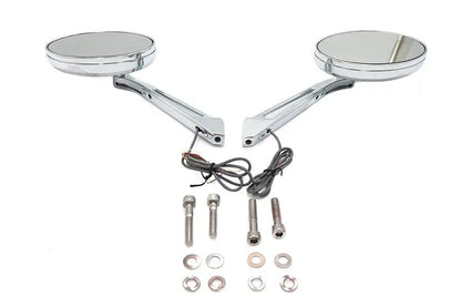 Wyatt Gatling Ellipse Mirror Set with LED Turn Signal for Harley Davidson 1965-1974 by Wyatt Gatling