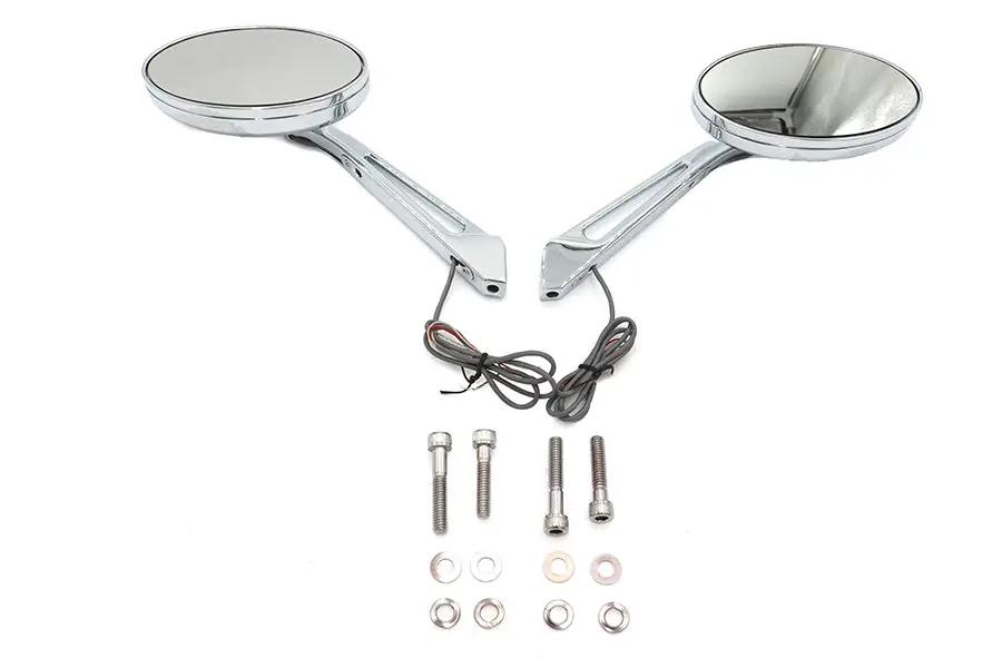 Wyatt Gatling Ellipse Mirror Set with LED Turn Signal for Harley Davidson 1965-1974 by Wyatt Gatling