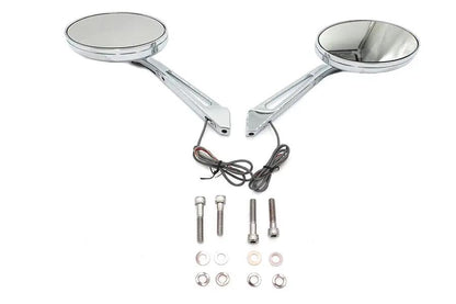 Wyatt Gatling Ellipse Mirror Set with LED Turn Signal for Harley Davidson 1965-1974 by Wyatt Gatling