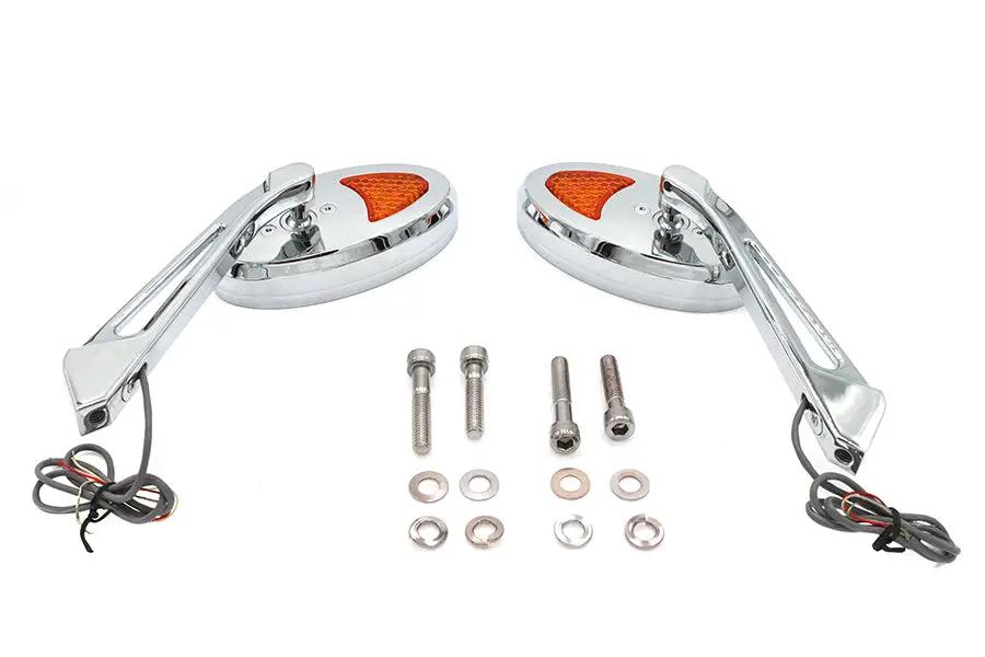 Wyatt Gatling Ellipse Mirror Set with LED Turn Signal for Harley Davidson 1965-1974 by Wyatt Gatling