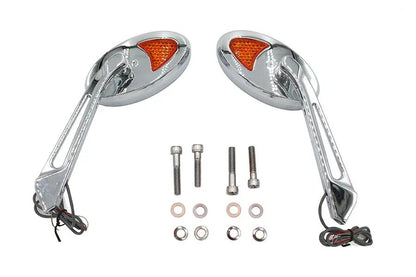 Wyatt Gatling Ellipse Mirror Set with LED Turn Signal for Harley Davidson 1965-1974 by Wyatt Gatling