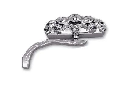Wyatt Gatling Chrome 5 Skull Mirror with Billet Worm Stem for Harley Davidson by Wyatt Gatling